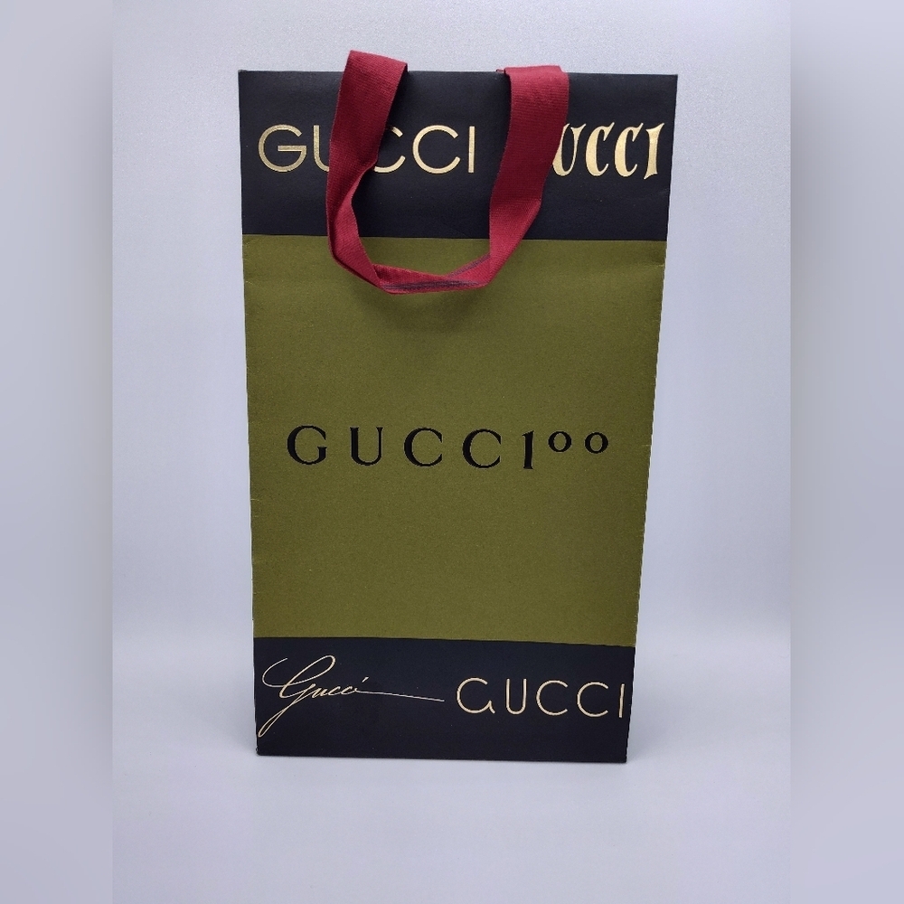 Gucci 100 Limited Edition Boutique Shopping Bag Med Olive Black Gold LIMITED RUN